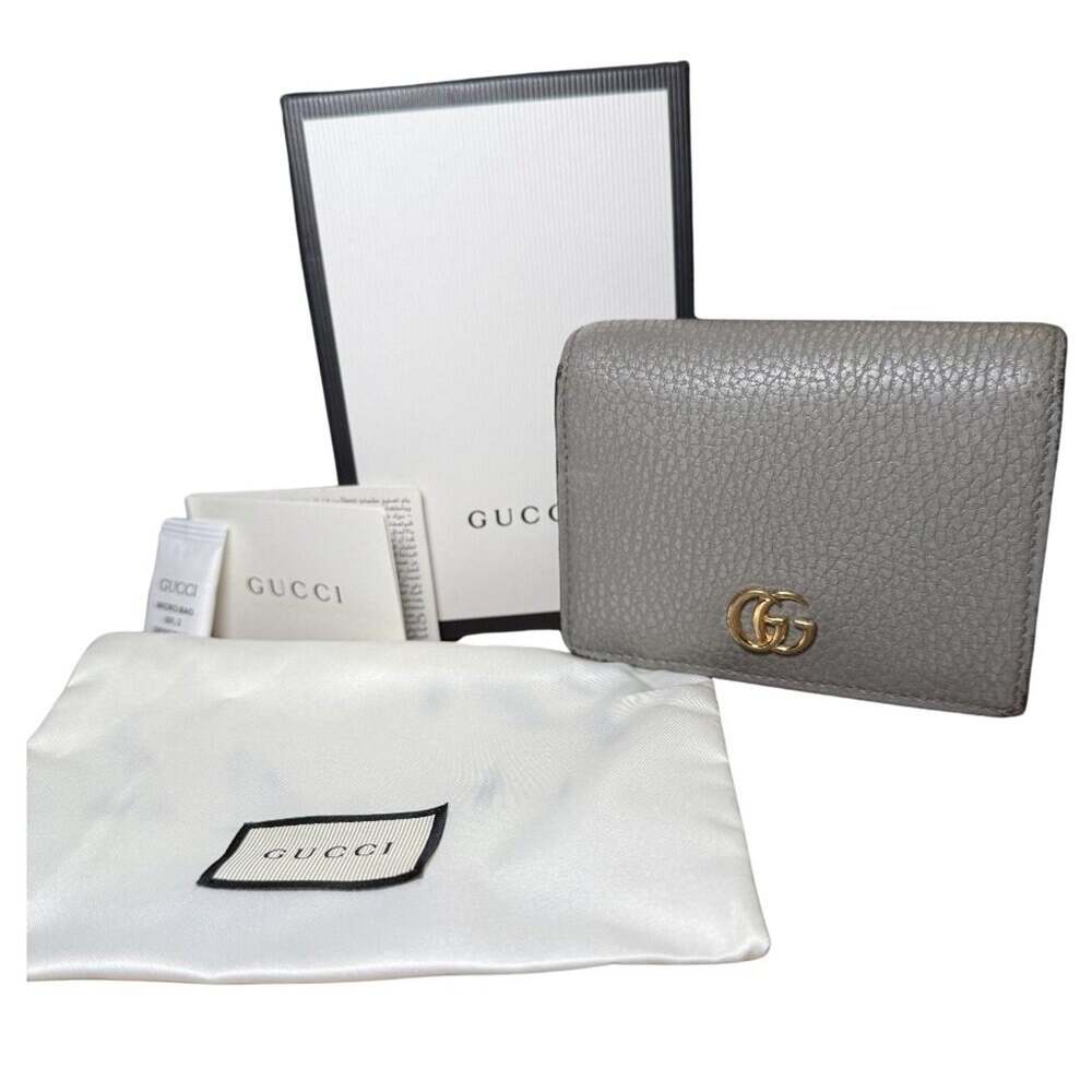 Authentic Gucci GG Marmont Card Case Wallet Gray Preloved with Full Inclusion ✨